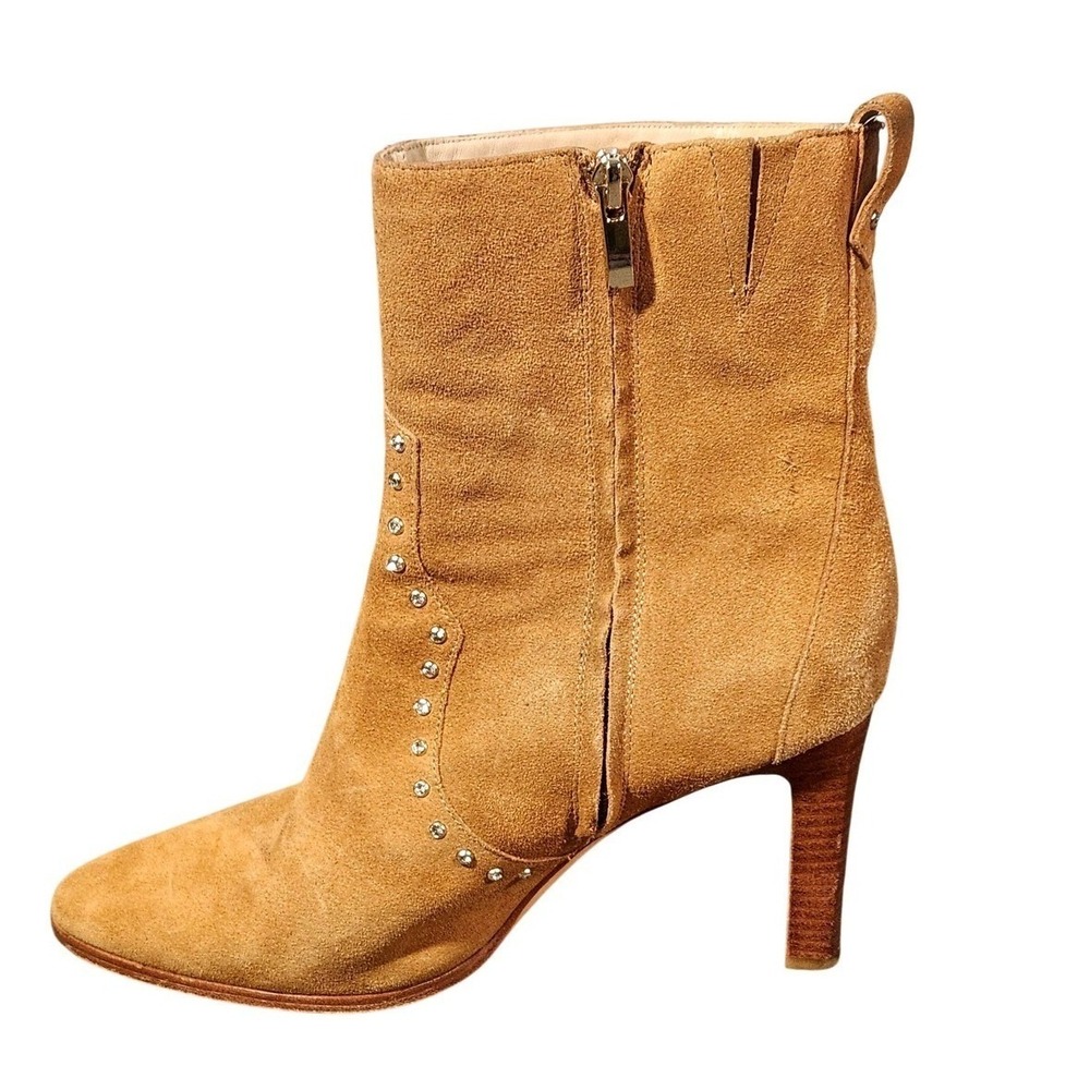 Paige Boots Womens Size 11 Brown Suede Studded Ankle Stiletto Heel Zip Booties